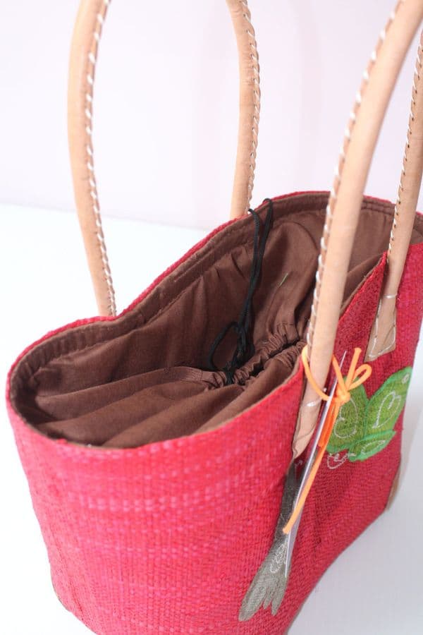 Red with Butterfly's Raffia basket